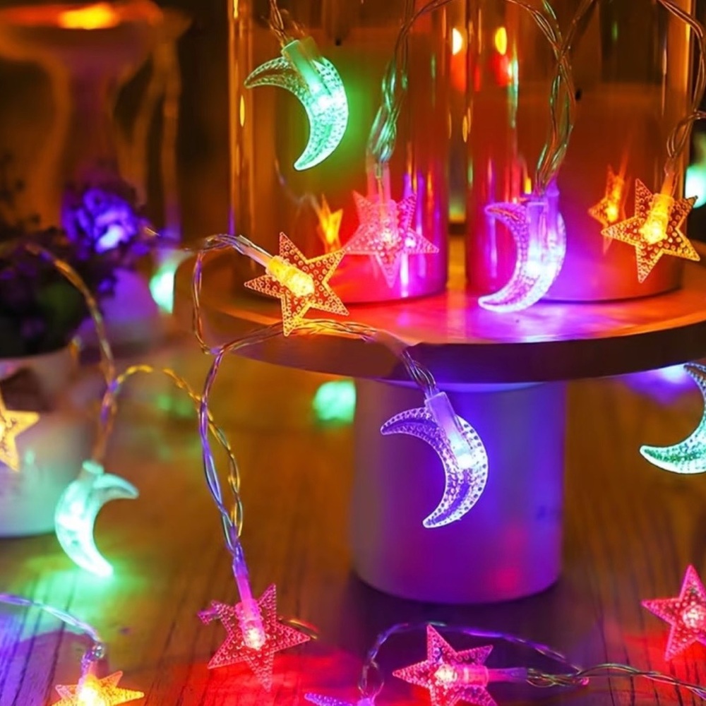 Colorful Star and Moon String Lights - Picture 2 of 2